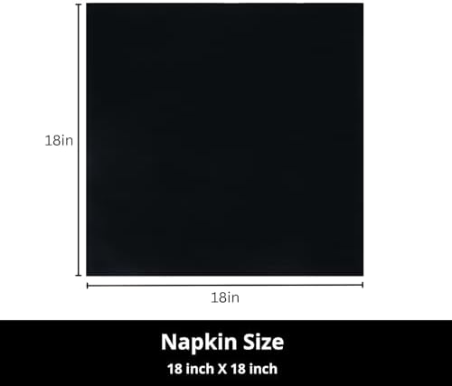 PurpleEssences Cloth Dinner Napkins 18x18 in Set of 12 - Black