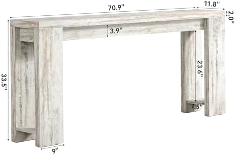LITTLE TREE 70.9-Inch Entryway Table, Long Narrow Farmhouse Sofa Console Table for Living Room, Hallway
