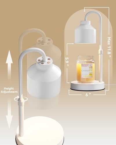 Electric Candle Warmer Lamp White, Candle Lamp Warmer with Timer, Wax Warmer Lamp for Jar Candles, Adjustable Height