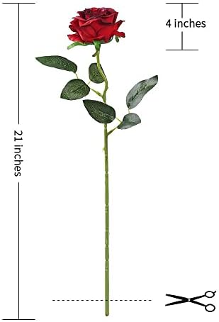 Laelfe 12 PCS Artificial Flowers Roses Silk Flowers Fake Long Stem Artificial Roses for Home Wedding Bathroom Kitchen Decorations (Gradient Burgundy)