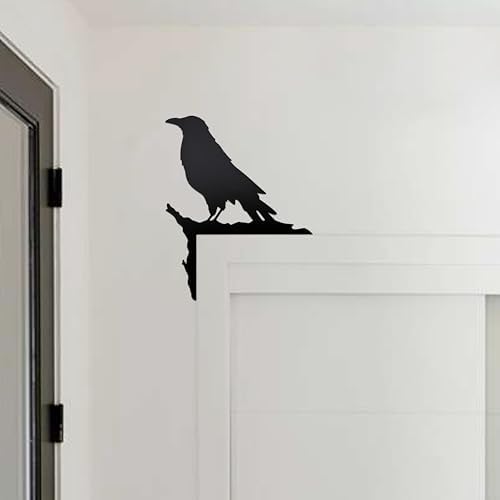 Raven Decor Door Corner Statue, Gothic Crow Door Frame Wall Decor Halloween