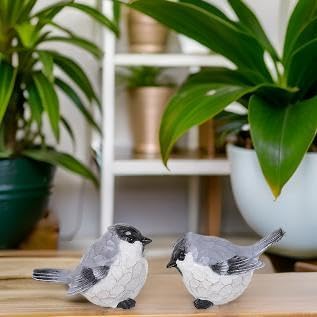 Chickadee Bird Figurines / Set of 2