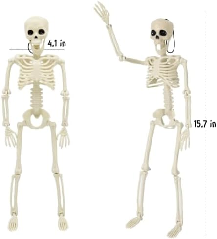CAMIRUS 5PACK Halloween Skeleton Decorations, 16" Full Body Mini Skeletons