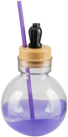COOL GEAR 30 oz Potion Bottle with Removable Lid and Straw | Durable, BPA-Free Plastic Halloween Water Bottle with Spooky Design for Trick-or-Treating, Parties or Everyday Use (Purple/Bat)