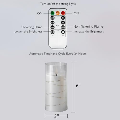 Homemory 3"x6" Flameless Candles, Flickering LED Pillar Candles with Remote