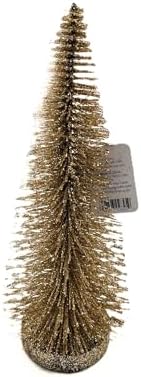 RAZ Christmas Bottle Brush Trees Set of 3 in Sparkling Champagne Gold, 17.5 Inches,14 Inches and 9 Inches High