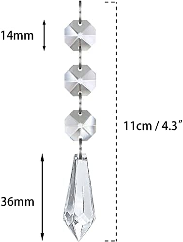 Jishi 30pk Crystal Ornaments for Christmas Tree Decorations, Acrylic Hanging Crystals for Centerpieces Home Decor, Clear Plastic Icicle Prism Drop Pendant w/Crystal Beads for Chandelier Party Supplies