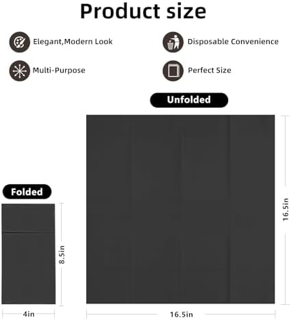 KAMMAK Dinner Napkins Disposable Dark Gray Cloth Like Paper Napkins with Pocket 100 Pack Folded Wedding Reception Napkins Bathroom Guest Hand Towels for Party, Kitchen, Restaurants (16.5 x 16.5 inch)