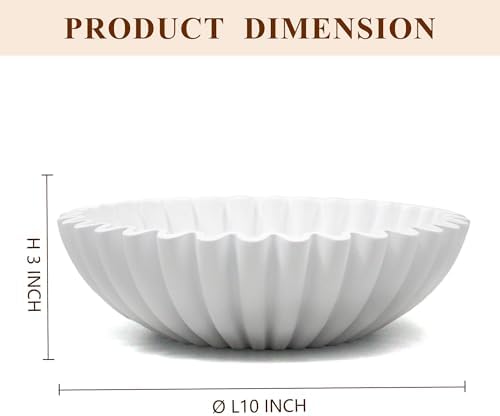 YMXYJM Large Decorative Bowl, Modern Handicraft Bowls for Home Decor, Decorative Fruit Bowl for Kitchen Counter, Ruffle