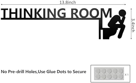 Thinking Room Funny Bathroom Wall Art & Funny Door Sign - Metal Rust-Resistant Decor with Humorous Quotes | Black Funny Bathroom Signs for Restroom | 13.8''x3.5'' Unique Toilet Door Topper Décor