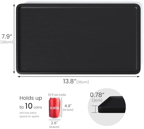 VERTORGAN Bamboo Serving Tray,13.8x7.9 Inch Trays,Home Decor(Black)