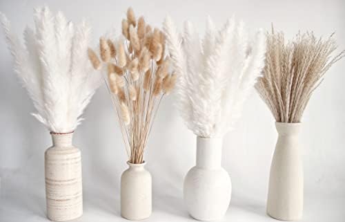 Natural Dried Pampas Grass Decor, White Pampas Grass， Bunny Tails Dried Flowers, Reed Grass Bouquet for Wedding Boho
