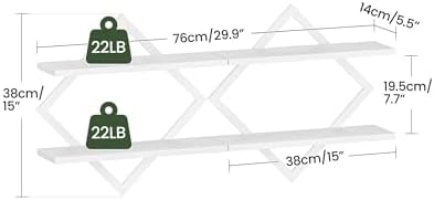 CHOEZON Floating Shelves, Set of 2 Wall Shelves, 2-Tier Hanging Shelves, Wall Shelf Set of 2, for Living Room, Bedroom