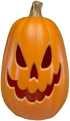 Xodus Battery Operated LED Light Up Pumpkin, Jack-O-Lantern, Timer, 15-inch