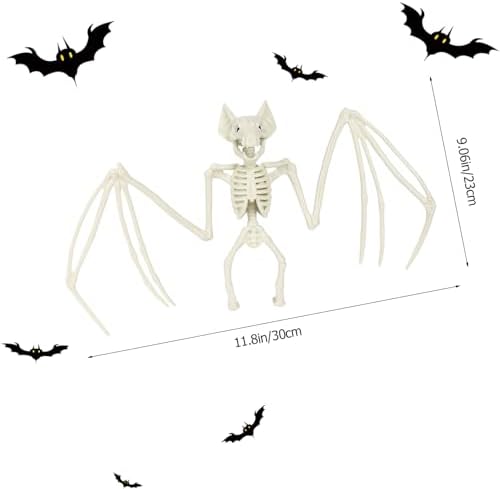 2Pcs Bat Skeleton Halloween Decor Sculpture Scary Centrepiece Animal Skeleton Fish Bone for Indoor Outdoor Spooky Scene Garden Decoration
