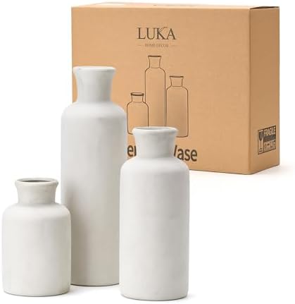 Ceramic Vase / Rustic Pottery Vase for Your / Antique-white / Set of 3