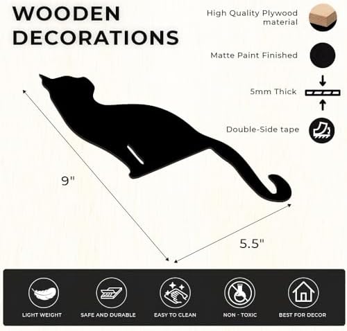 Black Cat Decor Funny Cat Lover Gifts - Perfect for Women and Mom, Ultimate Door Corner Decoration - 9 Inch