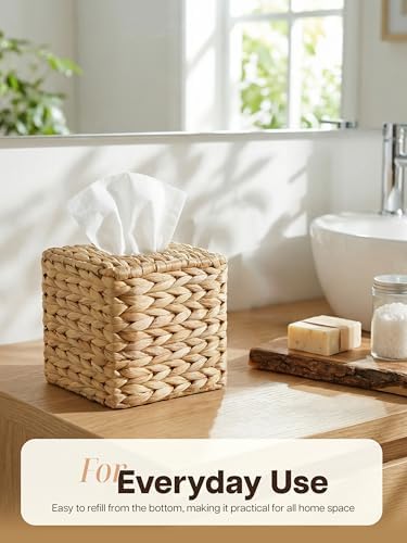 Water Hyacinth Rattan Tissue Box Cover