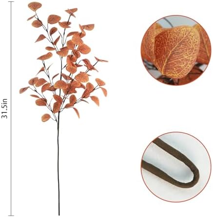 4Pcs Artificial Eucalyptus Leaves Stems 33.8‘’ Eucalyptus Branches Fake Poinsettia Flowers Faux Plants for Home Table Fireplace Party Wedding Thanksgiving Décor