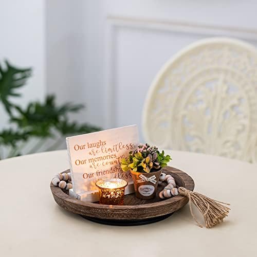 Turntable Rustic Wooden Serving Tray / Distressed & Turnable
