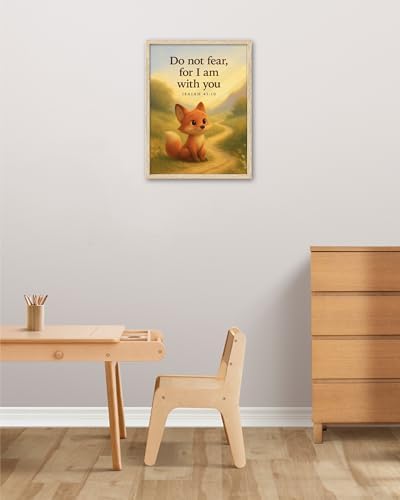 KensTro 12x16 Oak Framed Christian Nursery Wall Art, Isaiah 41:10