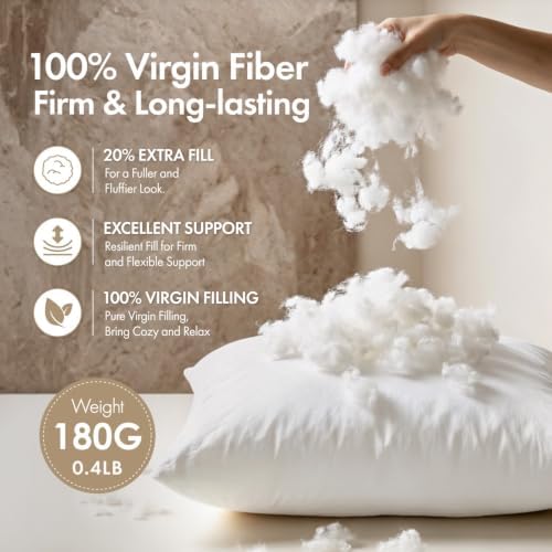 MIULEE 12x12 Pillow Inserts 4 Pack, 100% Virgin Fiber Filling Throw Pillows