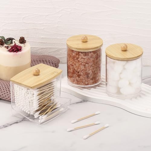 Tbestmax Qtips Dispenser Bathroom Container, 10/12 oz Cotton Ball Holder, Apothecary Jar Organizer for Storage Cotton