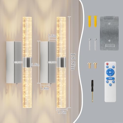 camuucci Battery Operated Wall Sconces Set of 2, Rechargeable Wall Lights