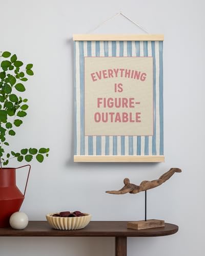 FGFK Preppy Pink and Blue Everything Is Figureoutable Inspirational Framed hanging Canvas wall art Poster Prints office