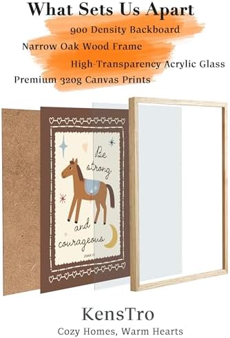 KensTro 12x16 Oak Framed Joshua 1:9 Horse Christian Wall Art