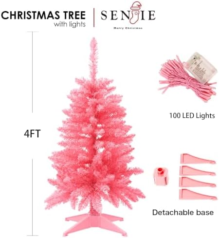 4FT Hot Pink Artificial Small Christmas Tree Mini Tabletop Decor