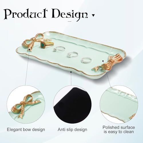 Warmtree Bow Jewelry Tray, Coquette Trinket Dish, Vanity Decor