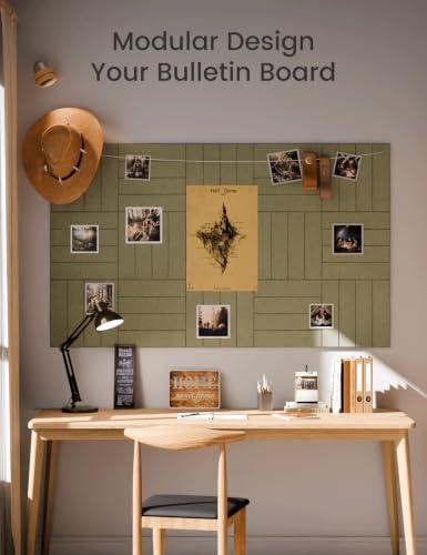 Fluxynara 48" x 36" Large Felt Bulletin Board, Olive Green