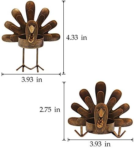 FORUP 6 Pack Metal Turkey Tea Light Candle Holders, Thanksgiving Decoration for Home, Metal Turkey Candle Holder, Thanksgiving Candle Holder