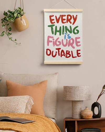 FGFK Everything is Figureoutable Colorful Inspirational Wall Art Poster Hanger Frame, Motivational Positive