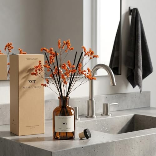 WEALD TRIBE Flower Reed Diffuser Set Neroli Scent for Bathroom Accessories Shelf Decor & Air Fresheners, Sticks