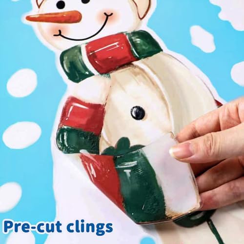 3 Sheets Christmas Extra Large Snowman Window Clings, Winter Stickers Decor