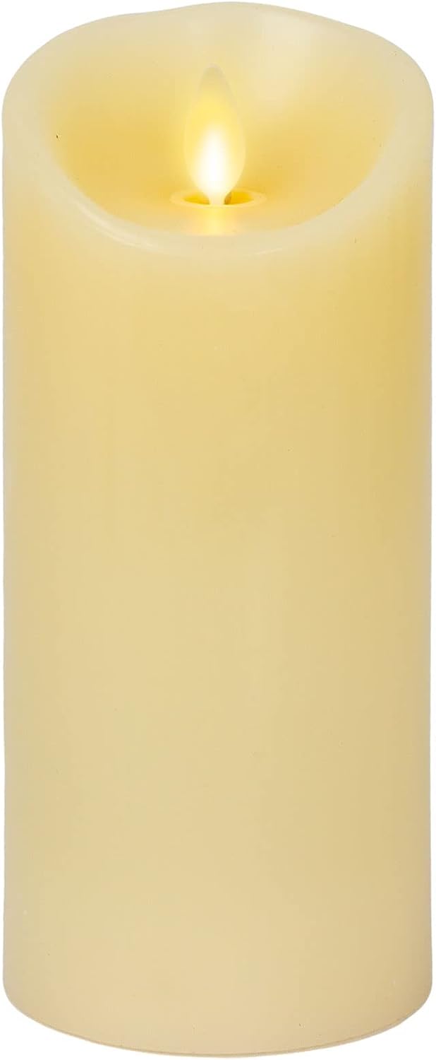 Luminara Flameless LED Battery Operated Ivory Pillar Candle, Flickering Realistic Moving Flame, 3" x 6.5" Real Wax