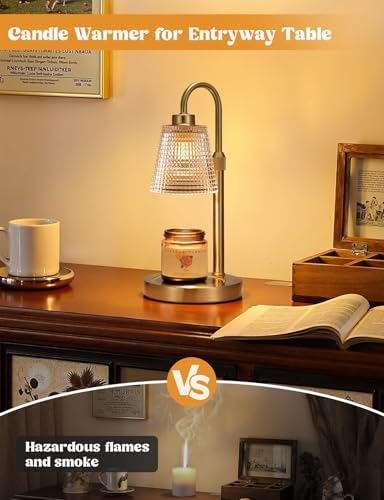 Gold Candle Warmer Lamp with Timer, Dimmable Candle Warmer for Jar Candles, Height Adjustable Wax Melts Warmer