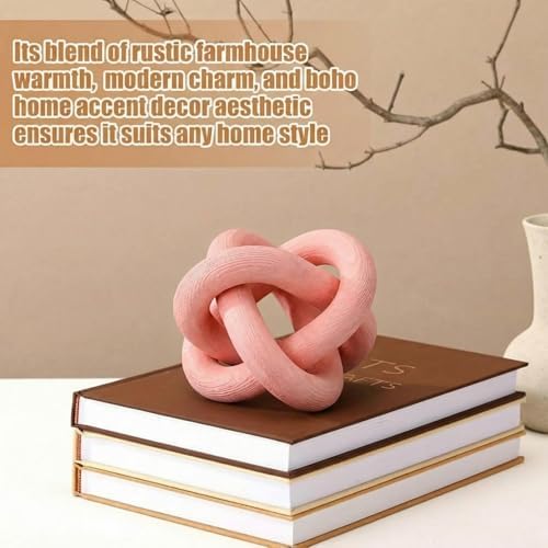 Yalikop 3 Link Wood Knot Decor Rustic Table Shelf Accents, Pea-Pink