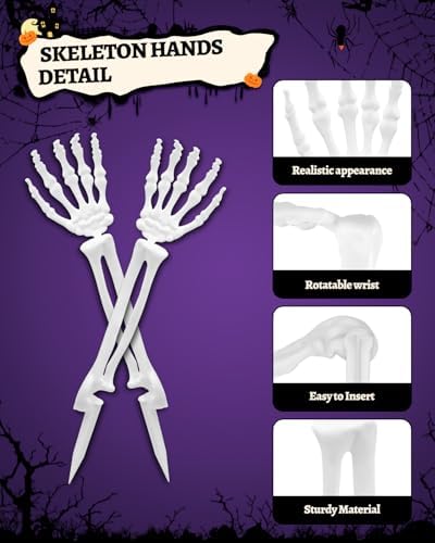 10 PCS Halloween Skeleton Hands with Lawn Stakes for Outdoor Decor