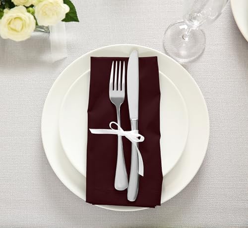 Utopia Kitchen Cotton Blend Burgundy Cloth Napkins [12 Pack, 18x18 Inch]