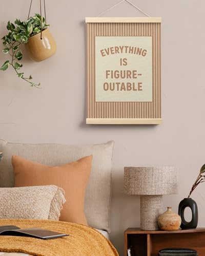 FGFK Everything Is Figureoutable Positive Affirmations Wall Art Poster Hanger Frame, Retro Warm Beige Inspirational