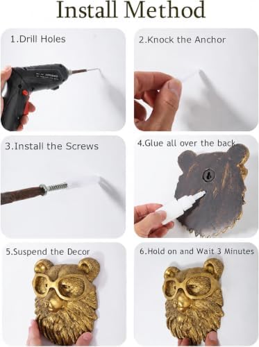 UITWMKTG Gold Animal Head Wall Decor Wall Sculpture Home Decor Statue for Living Room Office Bedroom Modern Decor for