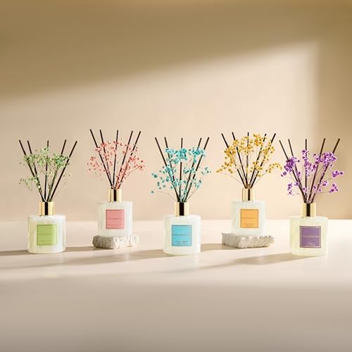 COCORRÍNA Reed Diffuser - Strawberry with Cream 6.7 fl oz Reed Diffuser with Sticks, Home Bedrrom Bathroom Shelf Decor