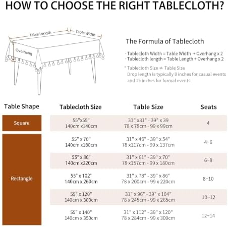 Deep Dream Tablecloths, Waterproof Table Cloth, Linens Wrinkle Free Anti-Fading, Rustic Table Cover Decoration for Kitchen Dinning Christmas (Rectangle/Oblong, 55''x70'',4-6 Seats, Solid Grey)