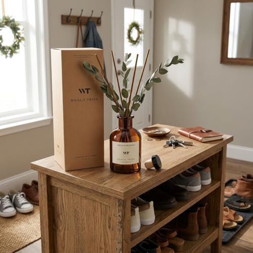 WEALD TRIBE Flower Reed Diffuser Set Eucalyptus & Lavender Scent for Room Bathroom Accessories Shelf Decor & Air
