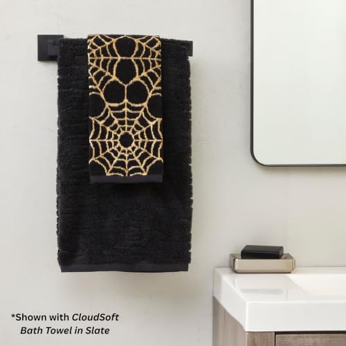 SKL Home Halloween Spider Web Hand Towel Set-2pc, 100% Cotton, Black/Gold