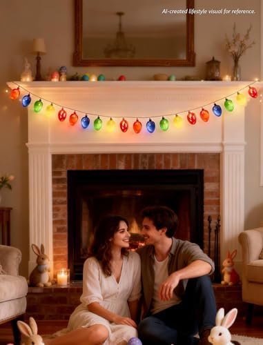 UL 12FT Connectable Easter Lights, 20 LED Electroplated Vintage Eggs