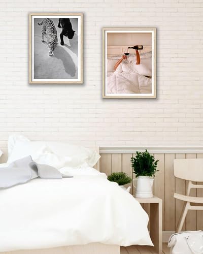 EcoHest Small 8x10 in Cheetah and Jaguar Walking Framed Wall Art